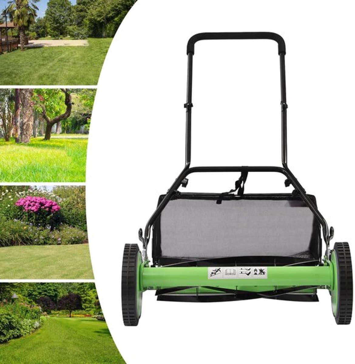 20 inch mes, grasmaaier met handaangedreven haspel, loopmaaier, handmatige grasknipper, 4 wielen, verstelbare — afbeelding 1
