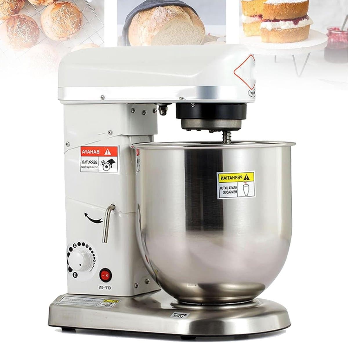 Deegmixer Staande Mixer - Keukenmachine Kneedmachine - Bakken en Koken - Krachtige 500W Motor - 10 Liter Kom - Zilver — afbeelding 1