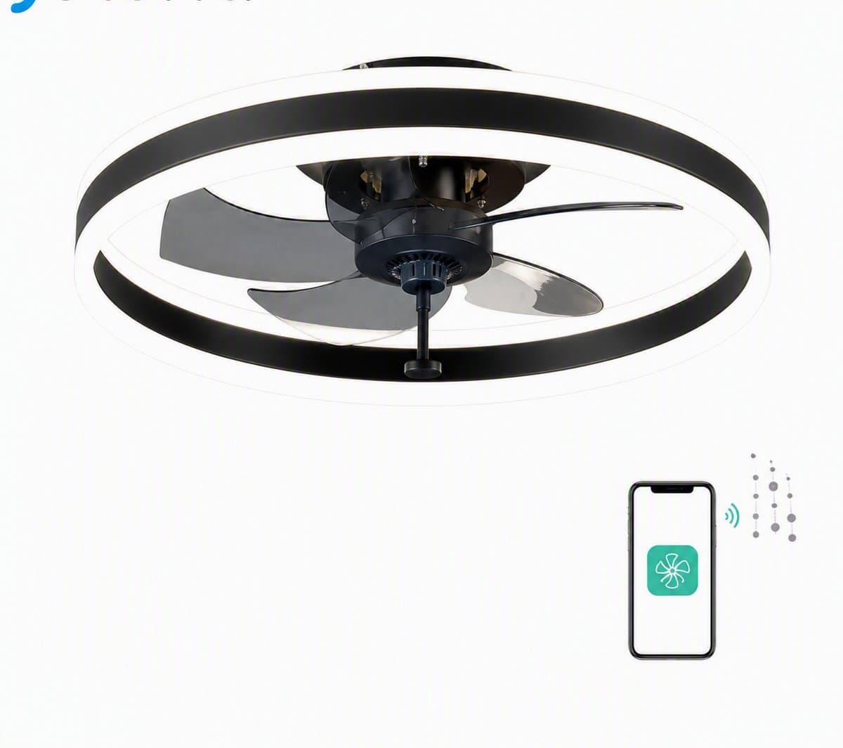 House Of Atelier - Plafondventilator met verlichting - Ventilatorlamp - Kroonluchter Ventilator - 6 Standen - Dimbaar - 50 cm - Zwart — afbeelding 1