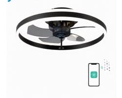 House Of Atelier - Plafondventilator met verlichting - Ventilatorlamp - Kroonluchter Ventilator - 6 Standen - Dimbaar - 50 cm - Zwart