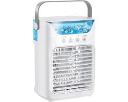 VHV - Luchtkoeler - Mini airco - Aircooler - Tafelventilator - 4-in-1 - Draagbaar - Verdampingskoeler - Voor bureau en slaapkamer - 16.5*12.2*21.1cm - Wit