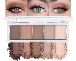 Nude oogschaduwpalet met 5 fluweelzachte, koelgetinte kleuren voor dagelijks gebruik en een natuurlijke make-up look