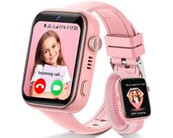 FOSMET 4G Smartwatch Kinderen - KidsWatch - Kinder Smartwatch - GPS Horloge Kind - SOS Knop - Tweeweg-gesprekken - GPS Horloge Kind - Kinderhorloge met Simkaart - Videobellen - Geschikt voor 4-12 Jaar - Meisje - Roze