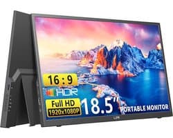Lipa HDR-80 portable monitor Full HD 18.5 inch - Draagbaar scherm - Computerscherm - Beeldscherm - 100 Hz - HDMI - 2x USB C - Met hoes en kickstand - Ook voor game consoles - Freesync - 1920 x 1080 pixels - Dual Speakers - Energiezuinig