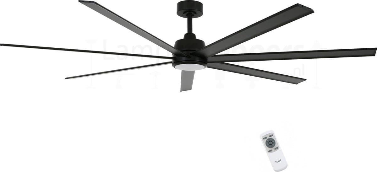 Plafondventilator Atlanta II Zwart XL Ø 183cm 12W Led Incl Afstandsbediening — afbeelding 1