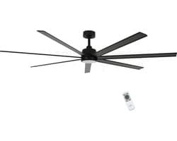 Plafondventilator Atlanta II Zwart XL Ø 183cm 12W Led Incl Afstandsbediening