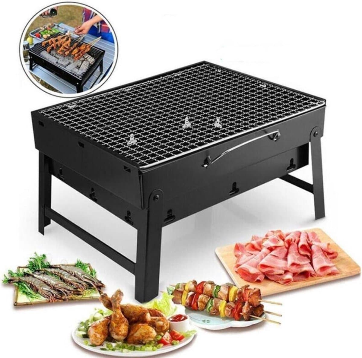 Barbecue opvouwbaar - koffer barbecue - BBQ inklapbaar - grill 45x30cm - tafel grill — afbeelding 1