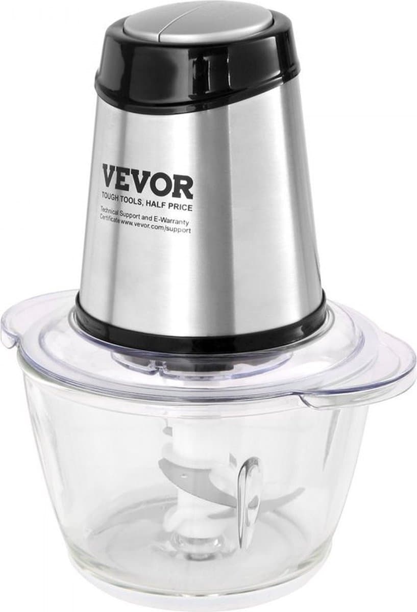 Bolmans - Elektrische Foodprocessor - Keukenmachine - Vleesmolen - Keukenrobot - Gehaktmolen - Multifunctioneel - 1200ml - 3000tpm + 4000tpm - 400W - Voor Groente, Vlees etc - Incl. Glazenkom, Mes en Schraper — afbeelding 1