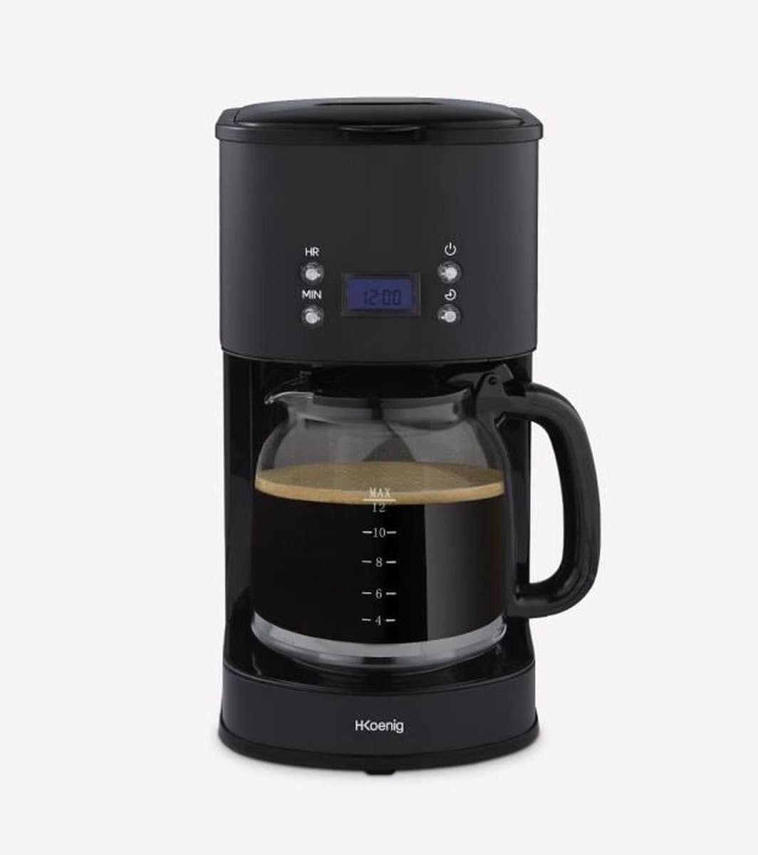 Programmeerbaar koffiezetapparaat - HKoeNIG - MG32 - 1,5 L (12 kopjes) - 1000 W - LCD scherm - Warmhouden - Zwart en RVS — afbeelding 1