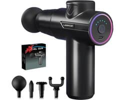 Draagbaar Mini Massagepistool voor Diep Weefsel Spiermassage met 6 Intensiteiten en 4 Hoofden