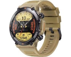 Smartwatch, KH-56-GEEL, Smartwatch Dames en Heren, Horloge, Smartwatch Bluetooth, Sporthorloge, Horloge Heren en Dames, Activity Tracker, Smartwatch Android, IPS Scherm, WATERDICHT, 30 Dagen Standby, Smartwatches geschikt voor IOS, Android