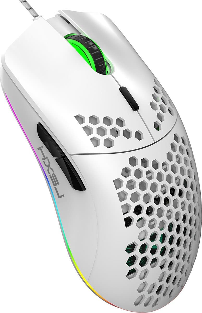 HXSJ J900 - Bedrade Gaming Muis - 6400DPI - Ultra licht - RGB Verlichting - Optisch - Wit — afbeelding 1