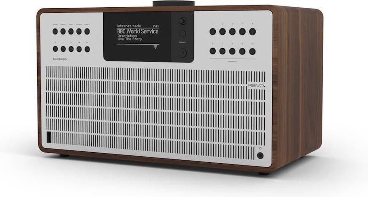 Revo SuperCD - Walnoot/Zilver | CD-speler - Dab Radio - Internetradio - USB - Bluetooth AptX — afbeelding 1