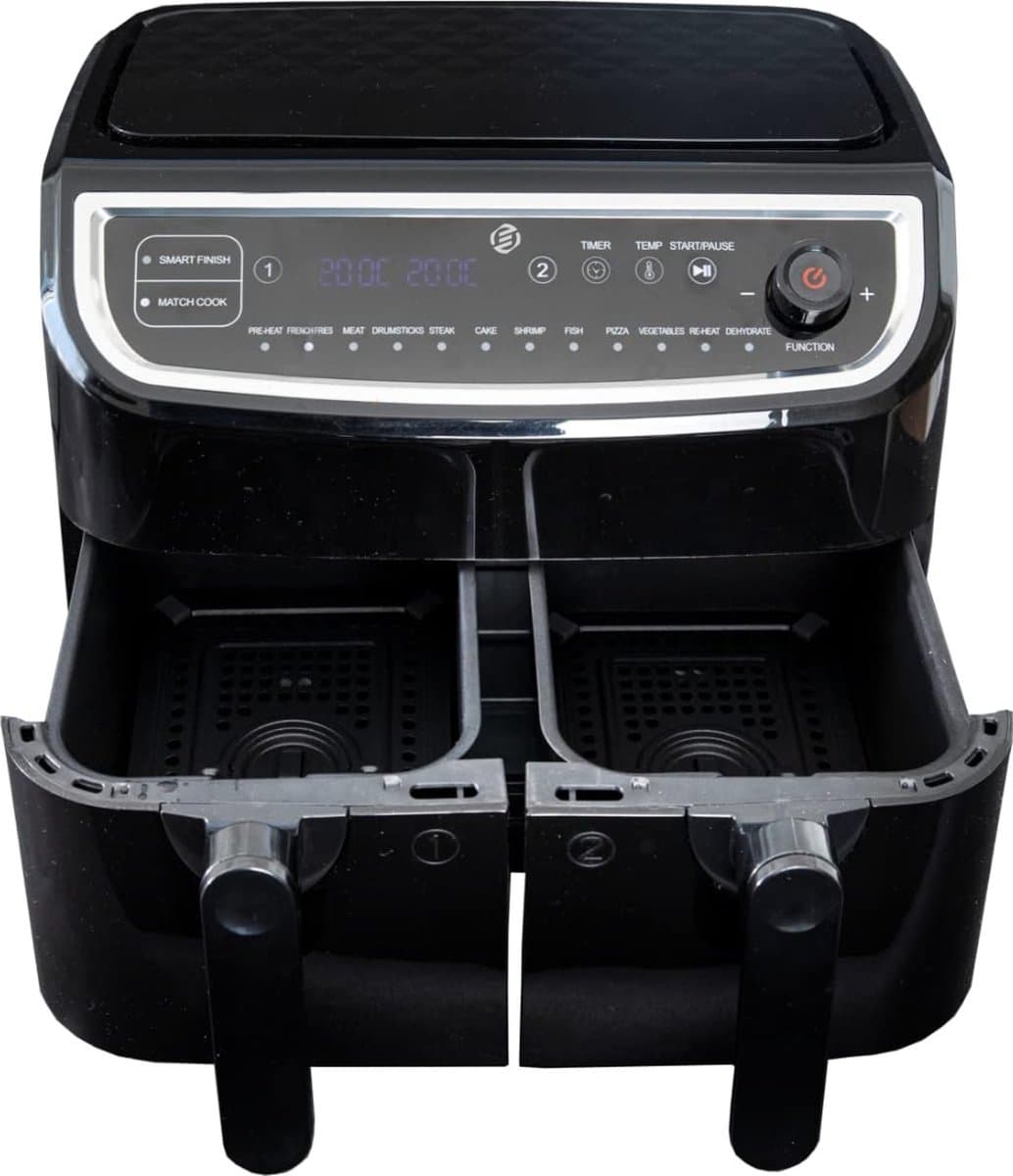 Equivera Dubbele Airfryer - Dubbele Mand - Dual Cook - Heteluchtfriteuse - Verschillende Programma's - Dual Zone - Mega — afbeelding 1