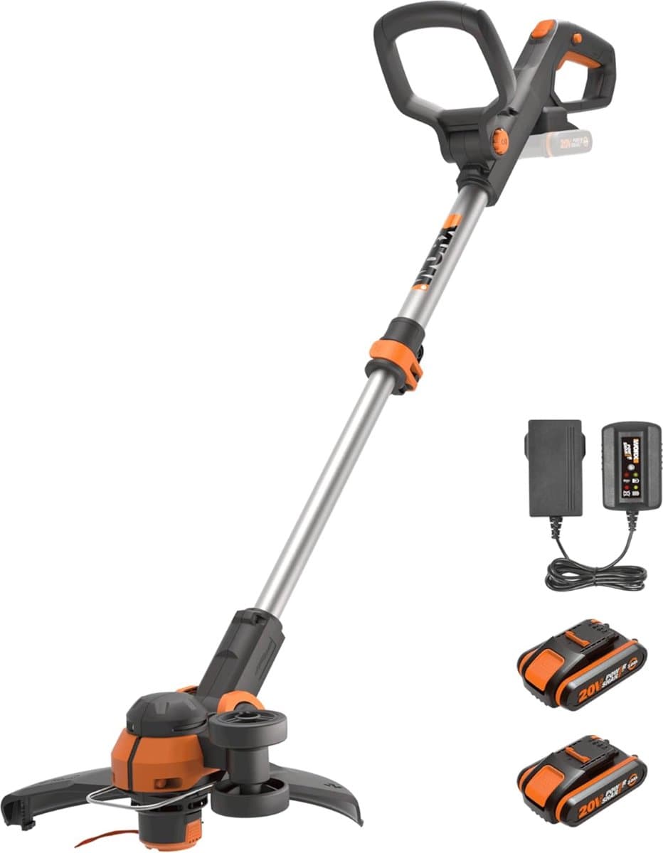 WORX Accu Grastrimmer WG163E.2 - Inclusief 20V Accu en Lader, Lichtgewicht en Krachtige Draadloze Grastrimmer — afbeelding 1