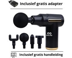 Dual R&D Massage Gun + GRATIS Adapter - Massage-Gun -Mini Massage gun - Massage Apparaat -Massagegun - Massage pistool - incl. 4 opzetstukken - Draadloos - Oplaadkabel