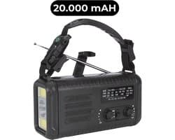 Noodradio - Solar Opwindbaar - 20.000 mAH Powerbank - Geschikt voor iedere situatie - Radio All in 1 pack - Noodpakket voor Avontuur en Oorlog - Nood Radio - Noodrantsoen - Beste Noodradio van 2025!