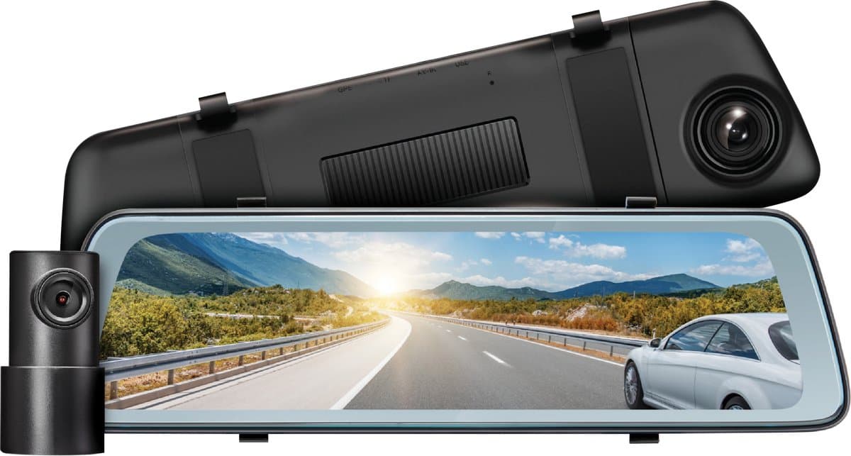Road Angel Halo Vision64 Dashcam voor Auto Set - 10” LCD Touchscreen - 1440p QHD Beeld - Spiegel Dashcam en Achteruitrijcamera - Inclusief 64GB SD kaart — afbeelding 1