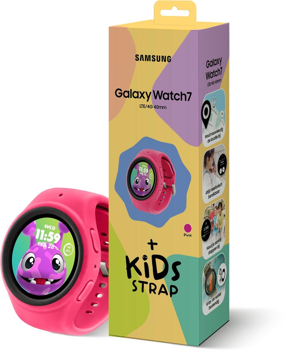 Samsung Galaxy Watch7 - 40 mm - E-simkaart - + Kids Band Pink — afbeelding 1