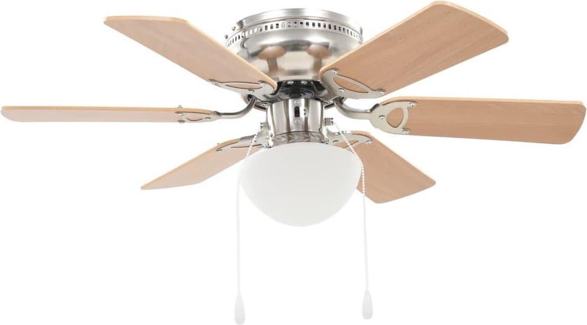 vidaXL Plafondventilator met lamp 82 cm lichtbruin — afbeelding 1
