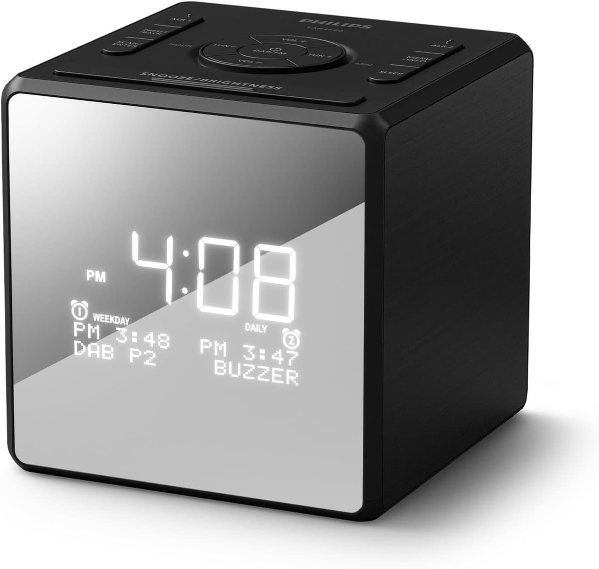 PHILIPS TAR4600 DAB/FM-wekkerradio met dubbel alarm en USB-C-oplaadpoort — afbeelding 1