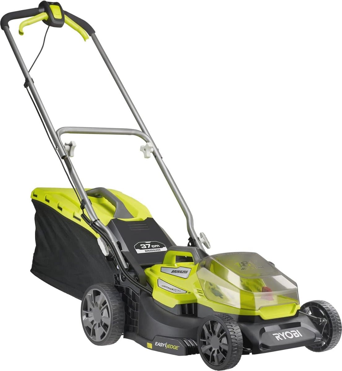 Draadloze Elektrische Grasmaaier - 18V met 37 cm Maaibreedte, Mulchen en Verzamelen, Ergonomische Handgrepen, 6 Maaihogtes, Lange Batterijduur — afbeelding 1