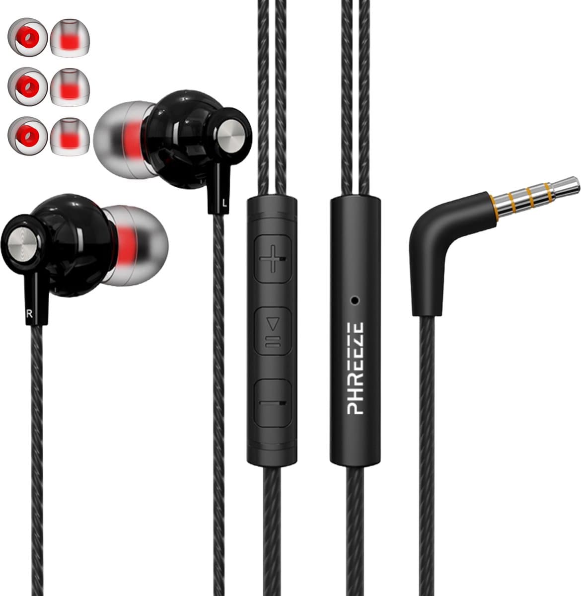 Bedrade Oordopjes met Haakse 3.5 mm Jack Aansluiting - In-Ear Sport Oortjes met Draad en Microfoon - Extra Bass - Super Comfortabel — afbeelding 1