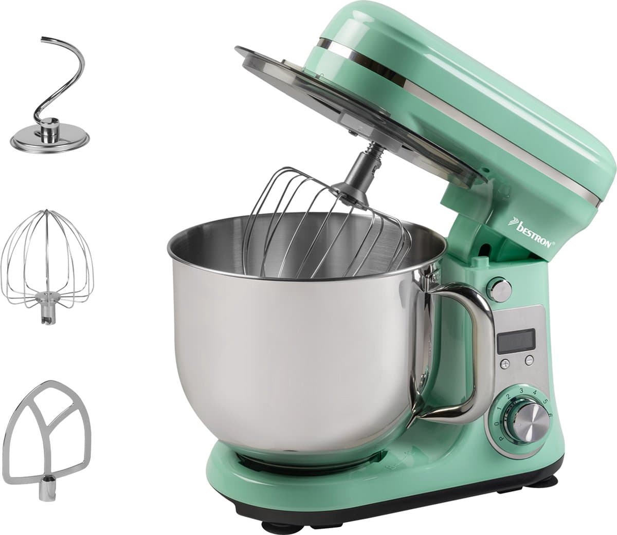 Bestron Keukenmachine - AKM2000SDM - 65dB - 6 snelheden & turbomodus - 6L capaciteit - Mint - 5 jaar garantie — afbeelding 1