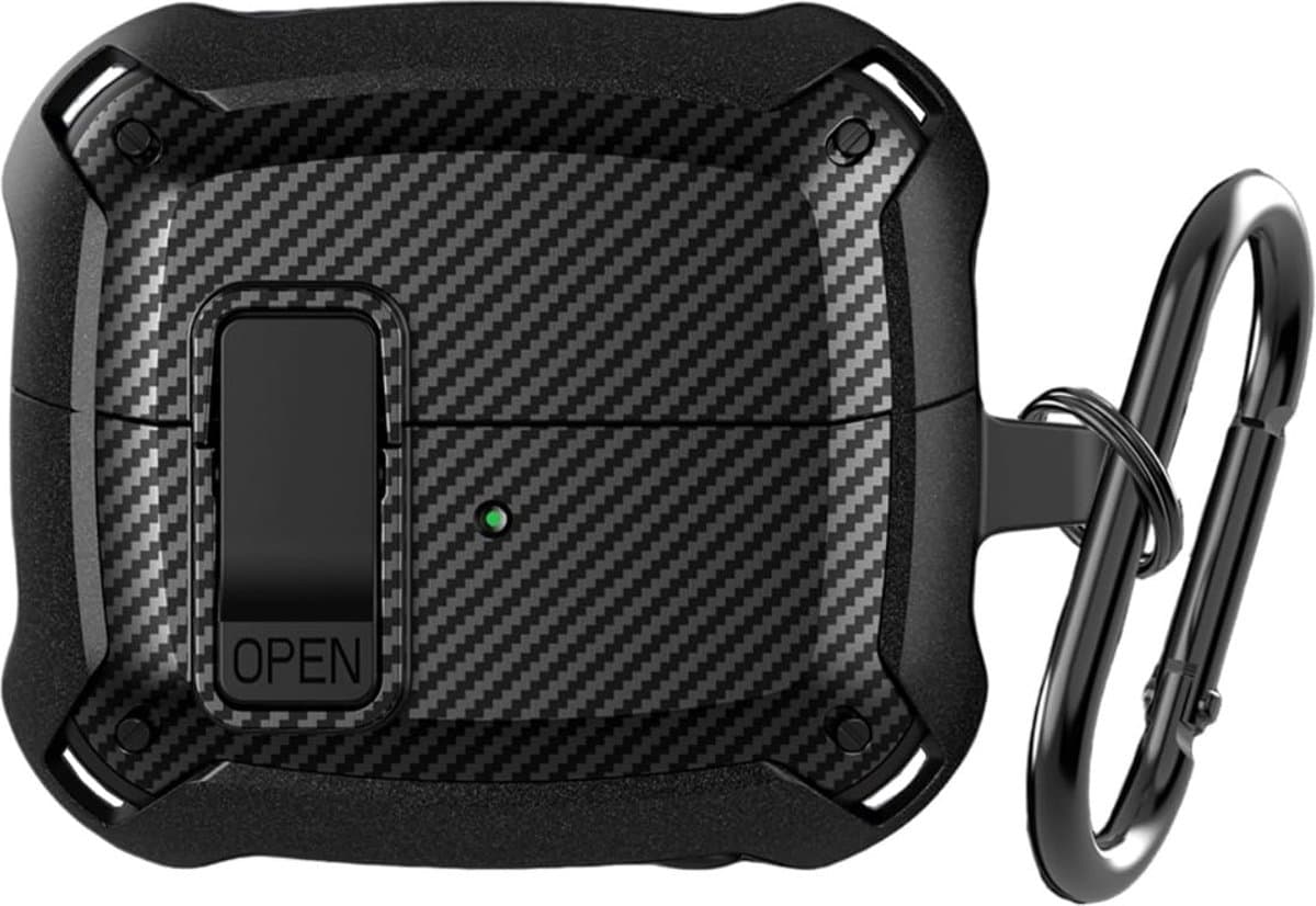 YONO Armor Hard Case geschikt voor Samsung Galaxy Buds 3 - 3 Pro - Hoesje met Lock - Carbon Design - Zwart — afbeelding 1