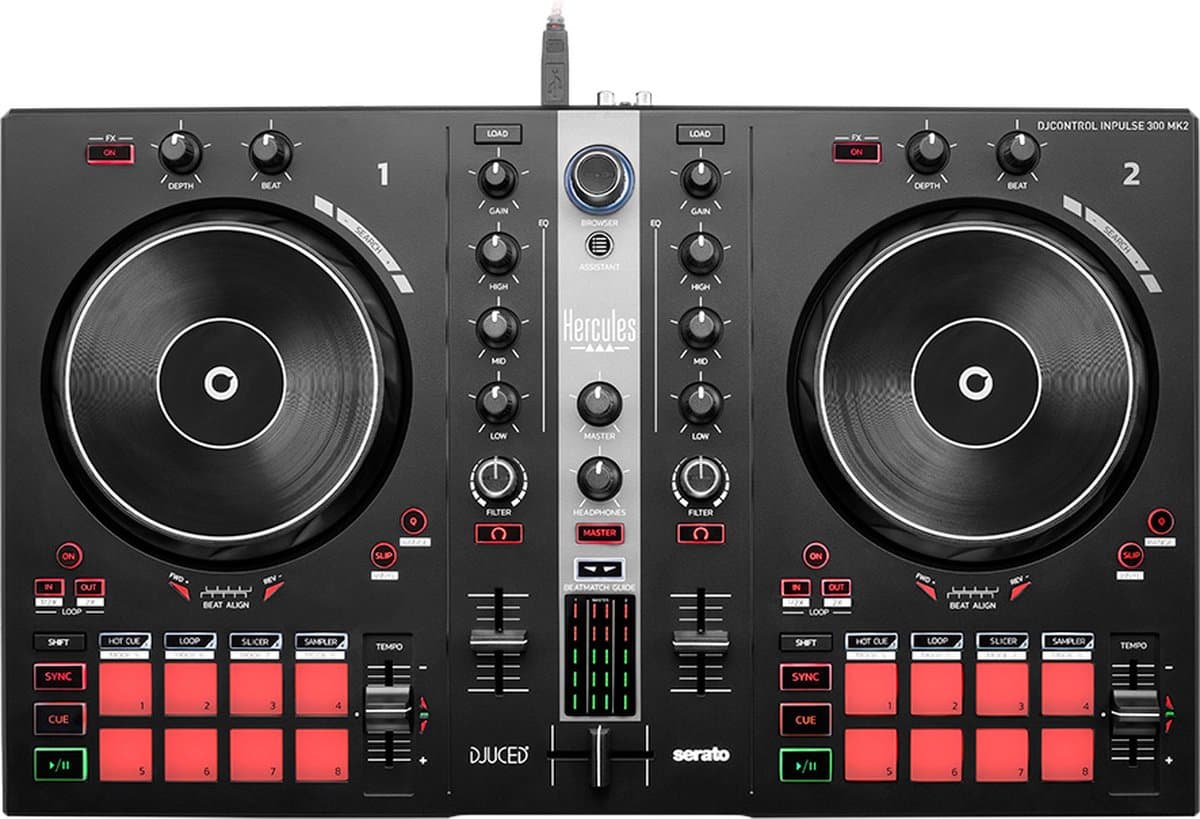 Hercules DJControl Inpulse 300 MK2 - DJ Controller met Serato DJ Lite & DJUCED - 2 Decks & 16 Pads — afbeelding 1