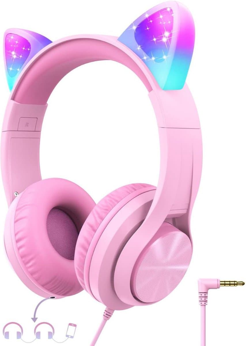 ApexArte® Koptelefoon Kinderen met Draad - Gaming Headset - Roze — afbeelding 1