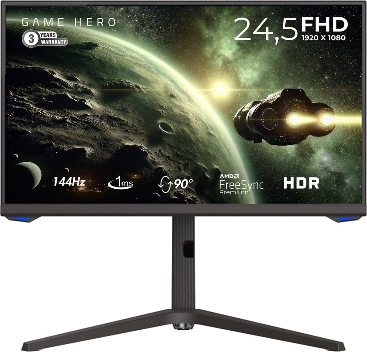 GAME HERO® 24 inch Full HD IPS Kantelbare Gaming Monitor - 144Hz - 1ms — afbeelding 1