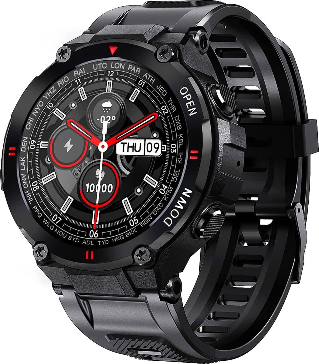 Fance Smartwatch - Zwart - Smartwatch Heren & Dames - HD Touchscreen - Horloge - Stappenteller - Bloeddrukmeter - Saturatiemeter - 45mm — afbeelding 1