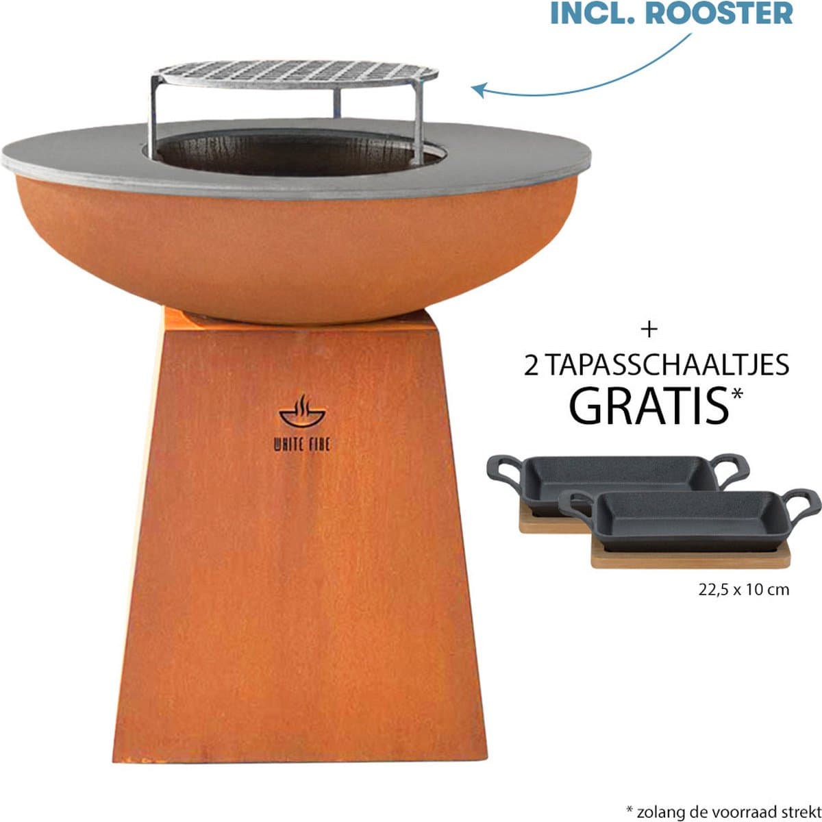 White Fire BBQ Barbecue/Vuurschaal Met Rooster — afbeelding 1