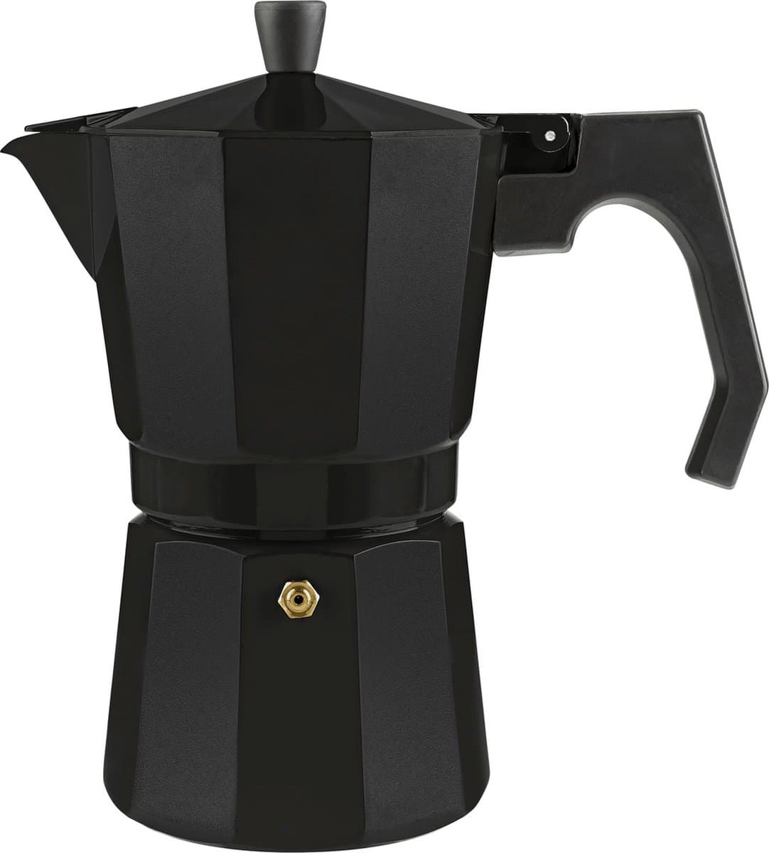 Ernesto Espressomaker - Zwart - Bruikbaar volume: ca. 330 ml - Capaciteit: 9 kopjes - Materiaal: aluminium - Voor de bereiding van sterke, aromatische espresso - Duurzame siliconen afdichting - Geschikt voor alle soorten fornuizen behalve inductie — afbeelding 1