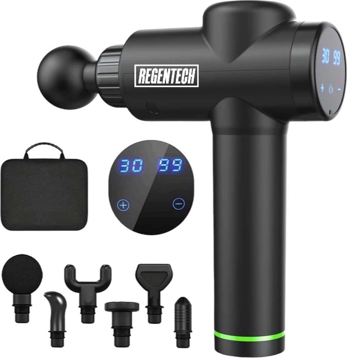Regentech® Massage Gun - Professioneel Massage Apparaat - LCD - 20 Standen - Zwart — afbeelding 1
