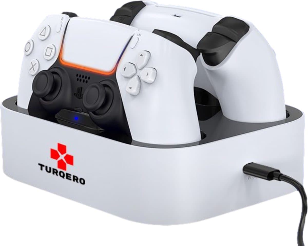 Turqero PS5 Oplaadstation - Playstation 5 controller oplader - Playstation 5 accessoires - Charging station - Draadloos - Geschikt voor twee PS5 controllers - Wit — afbeelding 1