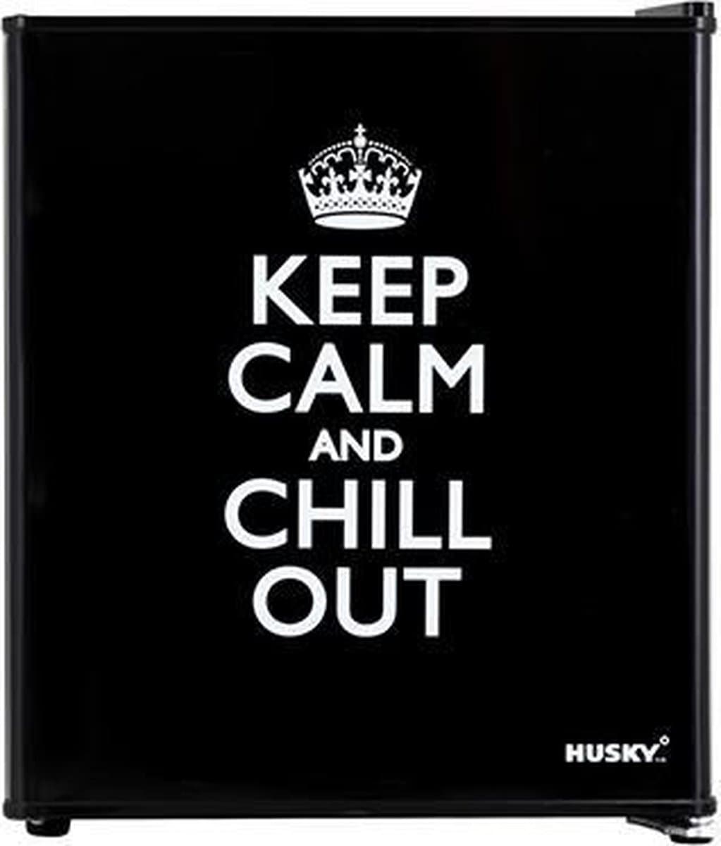 Husky KK50-KEEPCALM - Mini koelkast - Retro - 43 Liter - Spreuk - Zwart — afbeelding 1