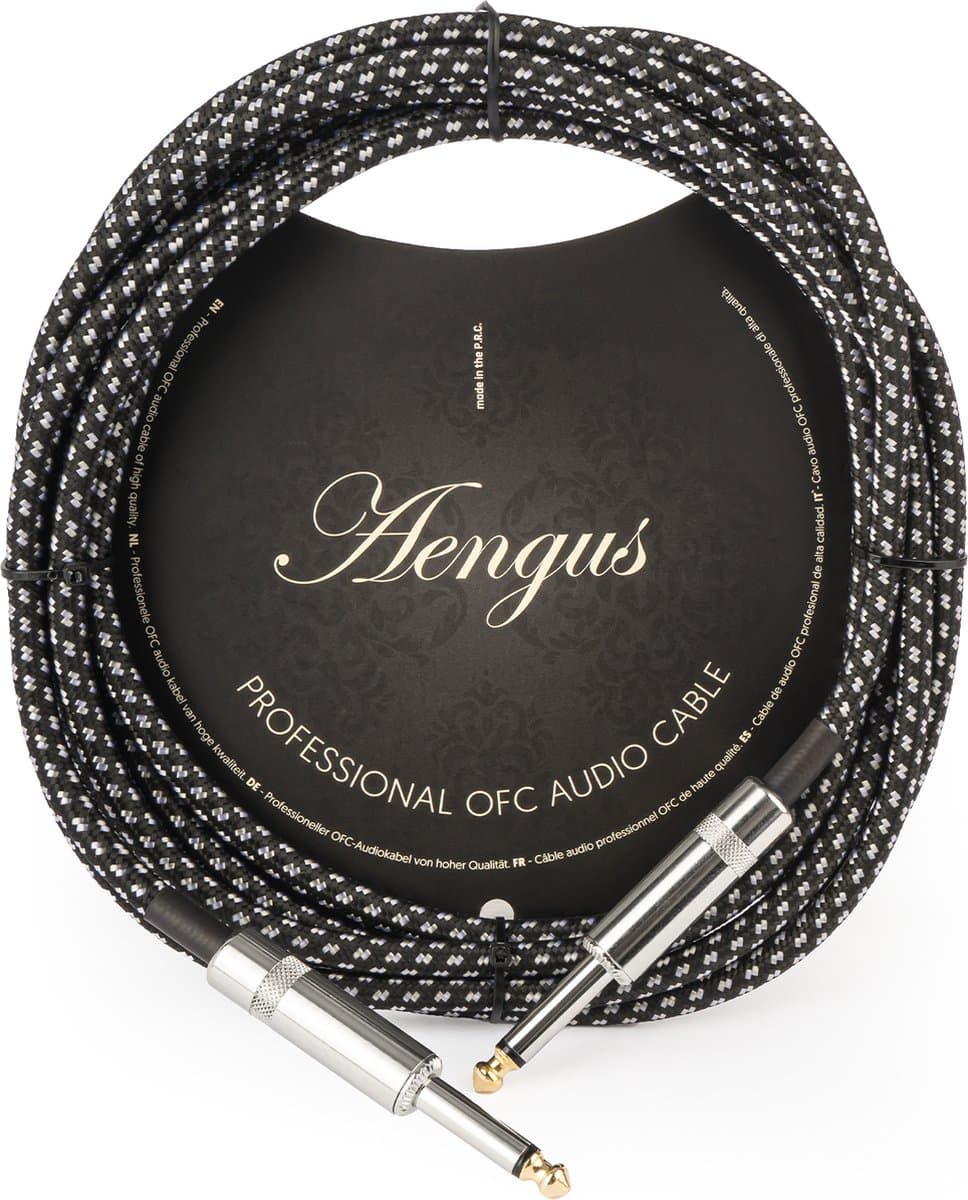 Áengus Black Tweed Gitaarkabel Instrument kabel - 6.35mm mono jack plug recht/recht - 3 meter — afbeelding 1