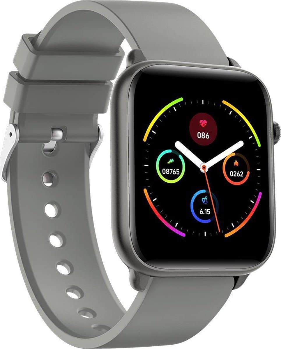 Belesy® Pro - Smartwatch Dames - Smartwatch Heren - Horloge - 1.3 inch - Kleurenscherm - Full Touch - Stappenteller - Grijs - Siliconen - Moederdag — afbeelding 1