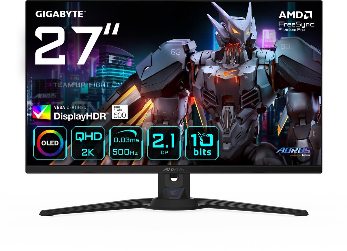 GIGABYTE AORUS FO27Q5P - 2K QHD QD-OLED Gaming Monitor - 500Hz - 27 Inch — afbeelding 1