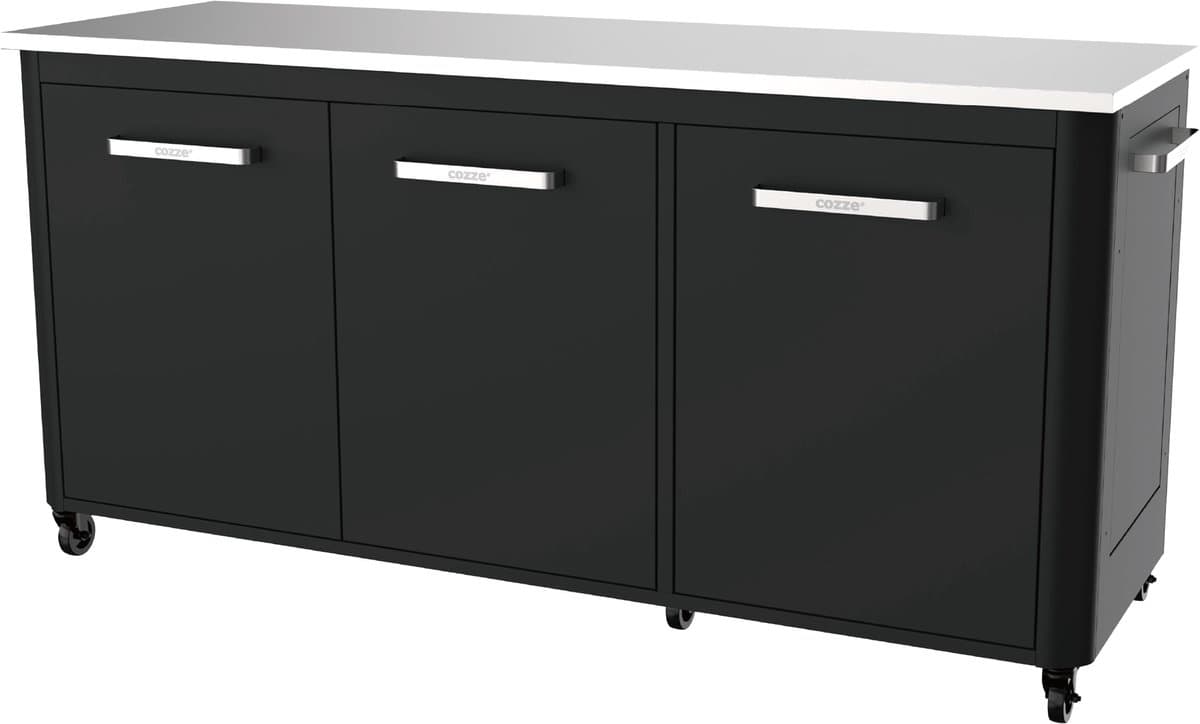 Cozze® Outdoor Kitchen - Buitenkeuken BBQ Station - Verrijdbaar - RVS Werkblad - Opklapbare Zijtafels - 180 cm — afbeelding 1