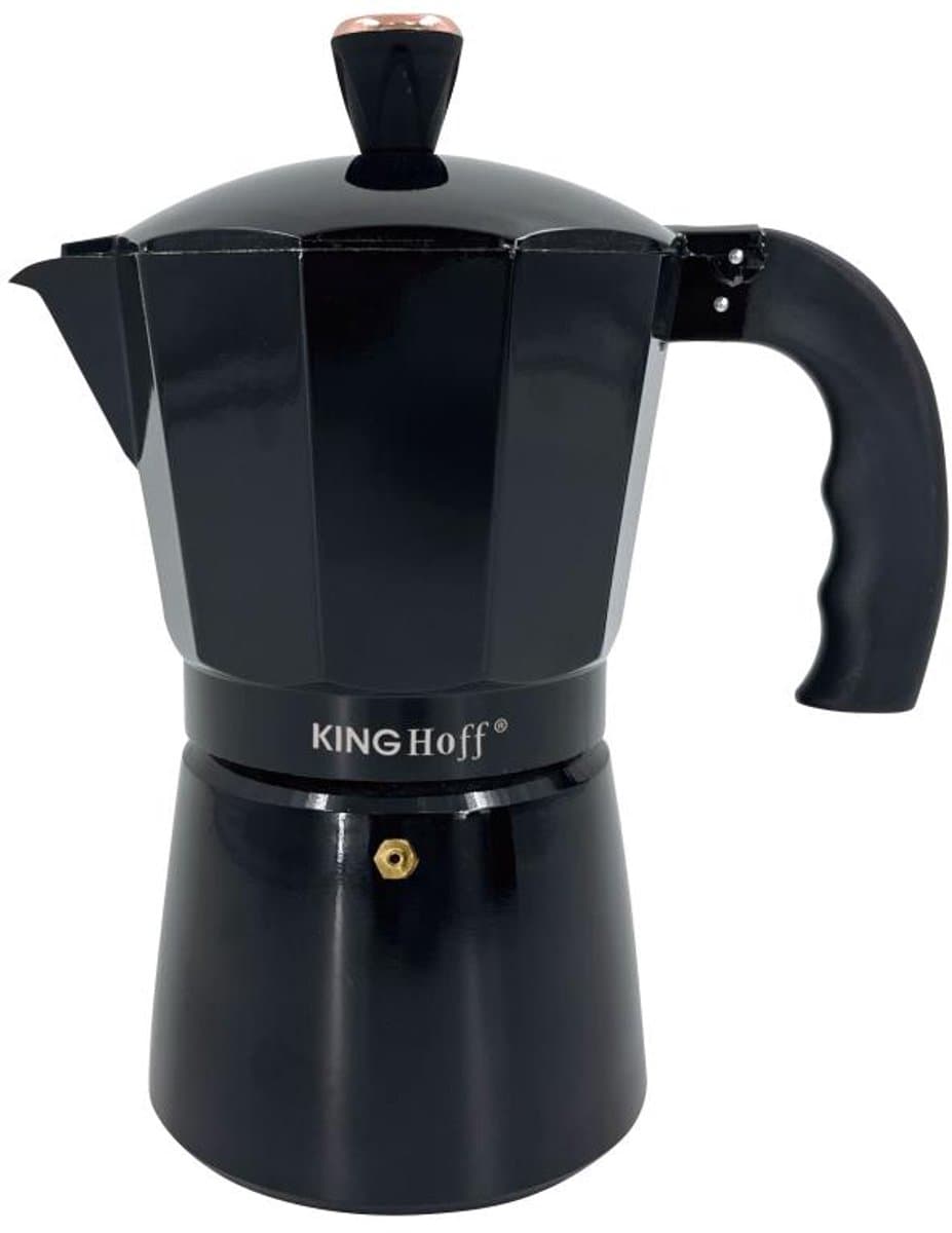 Kinghoff Aluminium Espressokoffiezetapparaat KH-1885 – 12 Kopjes – Zwart – Geschikt voor Inductie - 600ml - Percolator — afbeelding 1