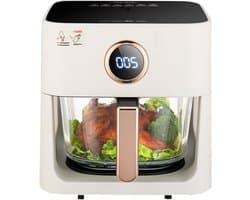 Airfryer - Friteuse Elektrische Friteuse - Gezond Koken - Visueel Frituurmandje - 5 Liter - Wit