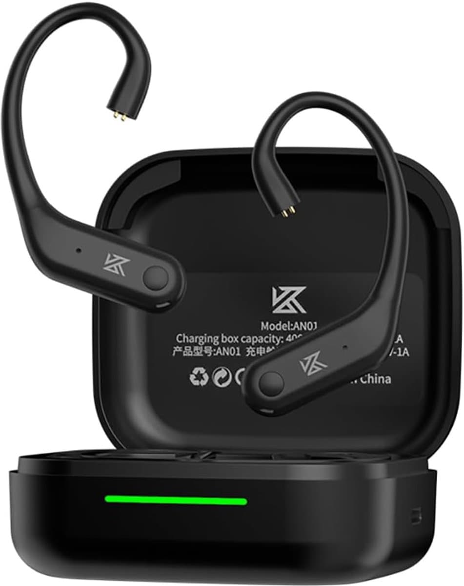 KZ AN01 - Draadloze HiFi Oorhaak Adapter - Bluetooth 5.4 - ANC & Transparantiemodus - LDAC Audio - 40U Batterij - 2-Pin 0.75mm Compatibel - Zwart — afbeelding 1