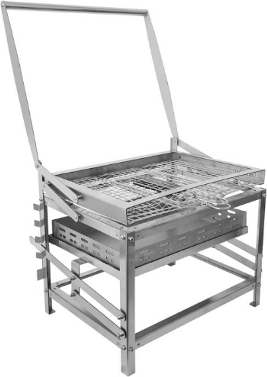 Draagbare houtskoolbarbecue, voor buiten, met kolenschaal, 4 standen en verstelbare hoogte, ideaal voor picknicks, kamperen en barbecueën — afbeelding 1