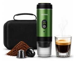 Draagbare Koffiemachine - 20 Bar - Espressomaker voor Onderweg - Inclusief Beschermhoes - 150 ml - 7500 mAh Oplaadbaar - Draagbaar koffiezetapparaat - Cups & Gemalen Koffie - Camping & Reizen - Espresso & Lungo - Seltrix - Groen