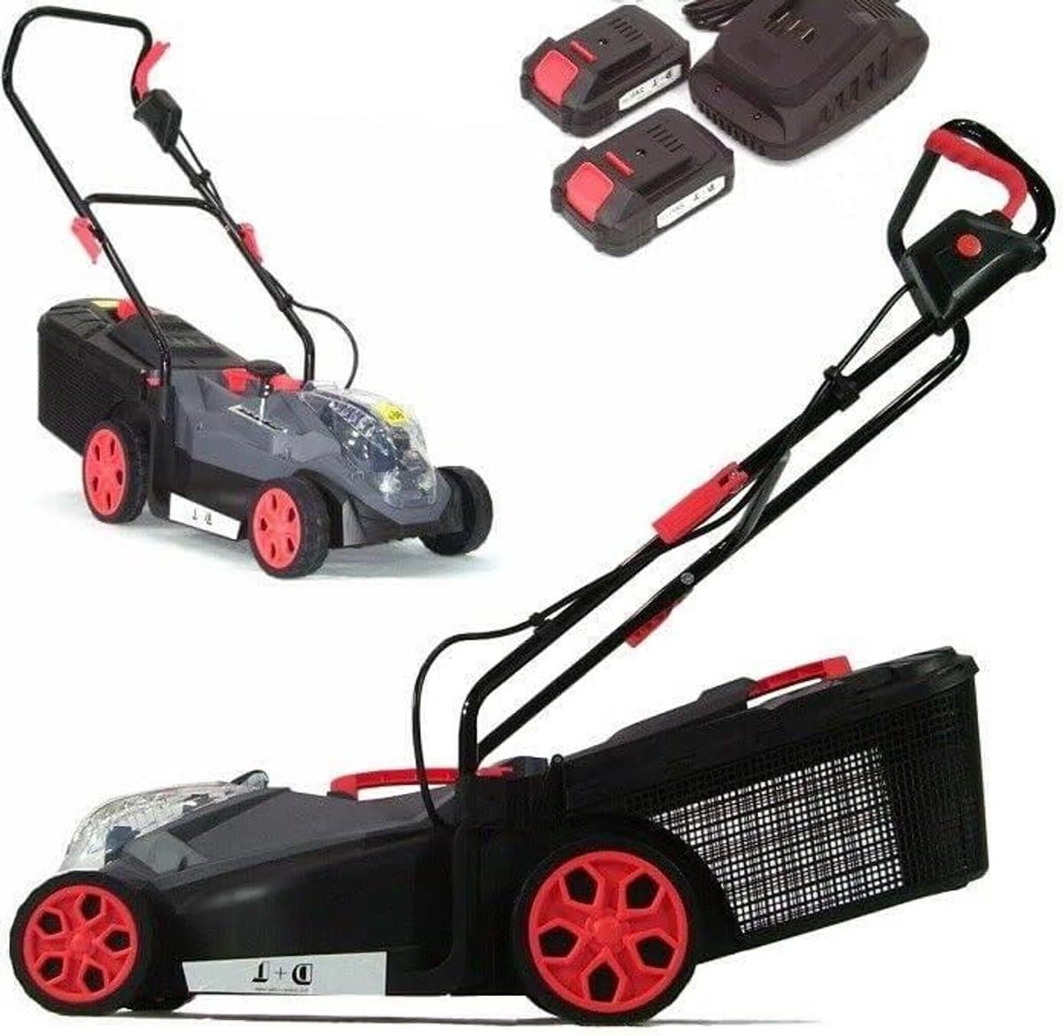 Accu grasmaaier - Elektrische maaier - Gazon onderhoud - 2x 20V systeem - 340 mm snijbreedte - Zwart — afbeelding 1