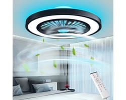 Ventilator Plafondlamp - Ø 54 cm - Zwart - Dimbaar - RGB - 6 Standen - Ventilator - 5200 lumen - Keuken Lamp - Woonkamer Lamp - Moderne Lamp - 45 W