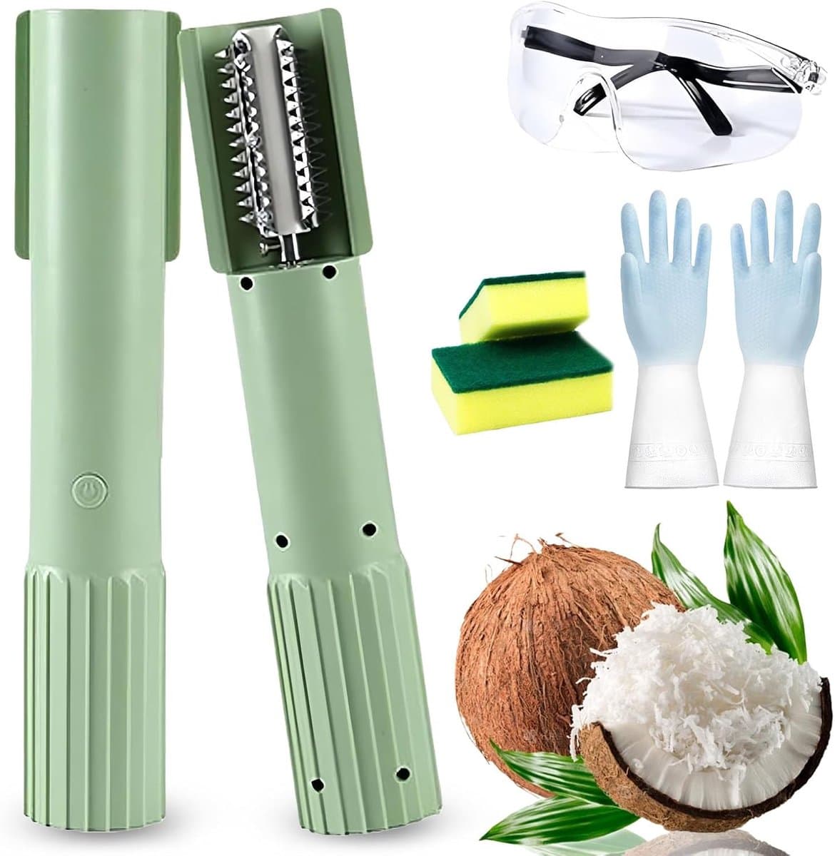 Elektrische Kokosrasp - Handrasp Kokos - Snel Vlees Raspen - Spatvrij Ontwerp - 24.5 cm Hoog - Groen — afbeelding 1